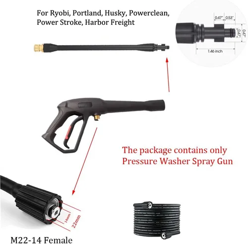 Miniatura 4 de Pistola de lavado de alta presión, pistola de gatillo de lavado eléctrico M22-0.551 in compatible con algunos Karcher, Ryobi, Powerstroke Electric