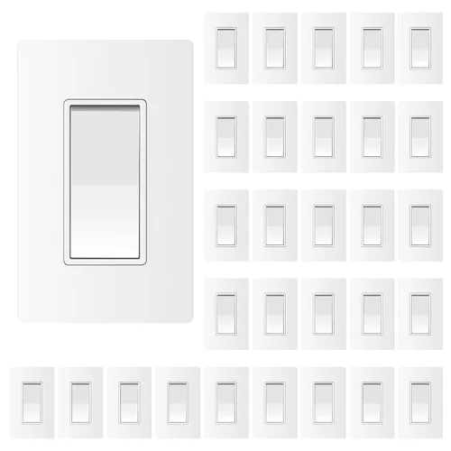 Miniatura 22 de ThunderWay - Interruptor de luz para decoración de 3 vías con placas de pared, 15 A 120/277 V, interruptores basculantes de pared Decora de tres