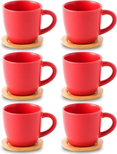 Miniatura 16 de HASENSE Juego de 6 tazas y platillos de espresso de 3 onzas, tazas Demitasse con asa para bebidas de café, café con leche, capuchino, café moca