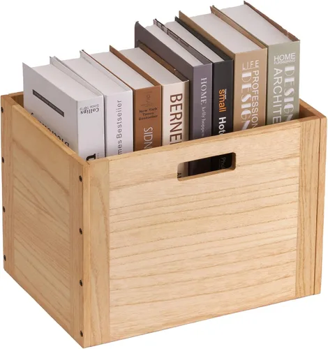 Miniatura 12 de KIRIGEN Cubo de Almacenamiento de Madera Apilable /Cesta/ Contenedores Organizador para Hogar Libros Ropa Juguetes Sistema de Almacenamiento Modular