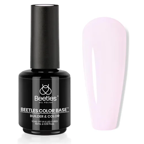 Miniatura 18 de Beetles - Esmalte de uñas en gel base rosa, 1 unidad, 0.5 onzas líquidas: color rosa desnudo 5 en 1, esmalte pastel constructor, punta francesa