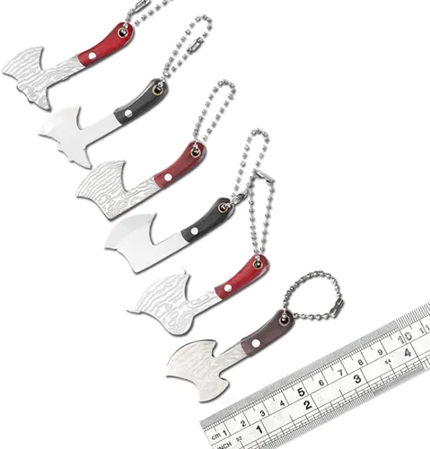 Miniatura 13 de HAOXU MIni - Juego de 4 cuchillos de bolsillo para hacha pequeña, hacha pequeña de Damasco para abridor de paquetes, cortador de caja y campamento