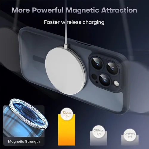 Miniatura 4 de TOCOL Funda para iPhone 14 Pro, protección completa mejorada de la cámara, compatible con Magsafe, protección contra caídas, funda magnética Negro