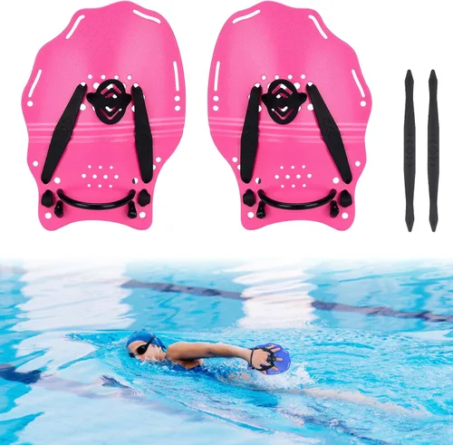 Miniatura 7 de Hikeen Paleta de natación para adultos y jóvenes, paletas de mano de entrenamiento de natación con correas ajustables, paletas de mano de natación