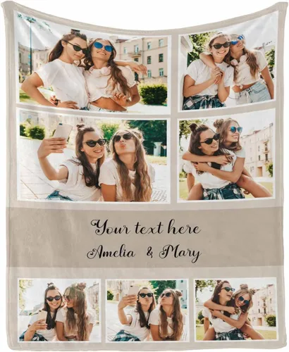 Miniatura 27 de InterestPrint Manta personalizada con texto y fotos, collage, regalo personalizado para cumpleaños, aniversario, boda, regalo personalizado