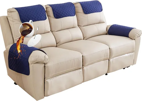 Miniatura 21 de Funda para Reposabrazos de Sofá, Funda para Reposacabezas de Silla Reclinable, Funda de Sillón con Bolsillos, Protector de Muebles Acolchado Beige
