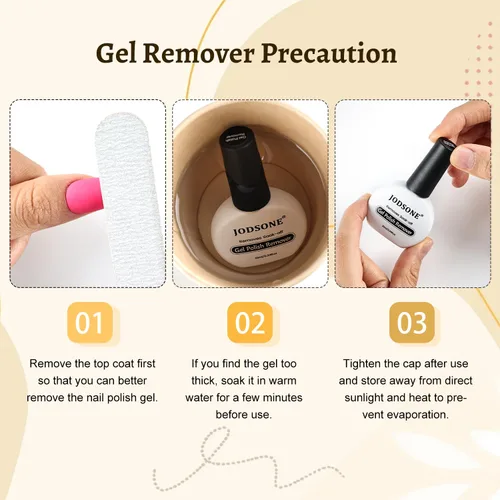 Miniatura 7 de JODSONE Juego de 3 piezas de 10 ml de capa superior y base de esmalte de uñas con removedor de gel; removedor de uñas de gel para remoción rápida