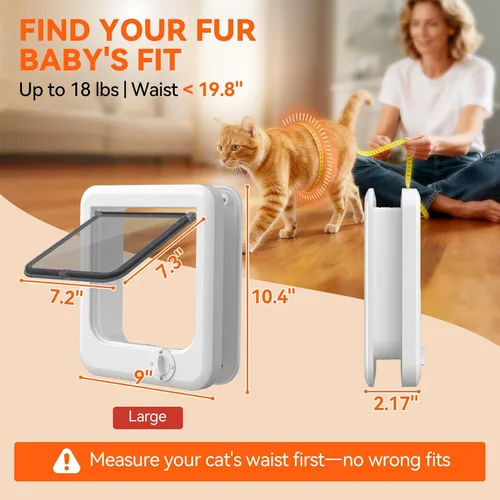 Miniatura 5 de LIBBEPET Puerta interior de puerta para gatos, cerradura de 4 vías para interiores, marco de ABS reforzado, puertas para mascotas para gatos