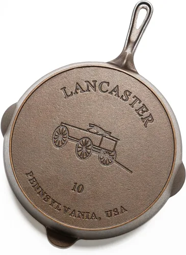 Miniatura 2 de Lancaster Cast Iron Sartén No. 10 - Sartén de hierro fundido pre-sazonada de herencia de 11-5/8 pulgadas - Fabricada en Estados Unidos