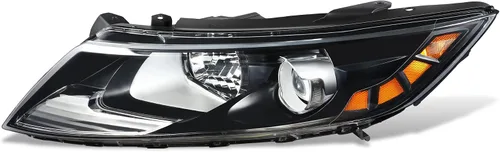 DNA MOTORING Faro delantero izquierdo estilo OE compatible con Kia Optima 11-13, carcasa negra/lente transparente/reflector ámbar, OEM-HL-0172-L