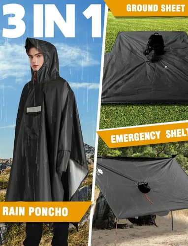 Miniatura 93 de ANYOO Poncho de lluvia con capucha para adultos, impermeable, ligero, para hombres y mujeres, chaqueta de lluvia reutilizable para emergencias al