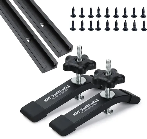 Miniatura 10 de Abrazaderas de sujeción en T de aluminio, 6-3/8 pulgadas de largo x 1-1/4 pulgadas de ancho, carpintería y abrazaderas, chorro de arena fina
