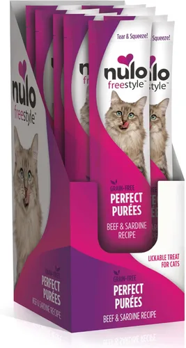 Miniatura 10 de Nulo Freestyle Purés Perfectos Sin Cereales Golosinas Húmedas Premium para Gatos, Puré Apretável para Felinos, Alto Contenido de Humedad para Apoyar