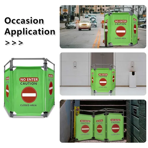 Miniatura 2 de No Entrar - Señales Verdes de Precaución - Señal de 3 Paneles Barreras de Seguridad 97.52 cm Plegable Barrera de Seguridad de PVC de Alta