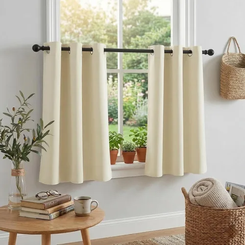 Miniatura 81 de RYB HOME Cortinas opacas de cocina de 36 pulgadas de largo, tratamiento de privacidad para ventanas pequeñas, aislamiento térmico, telón de fondo