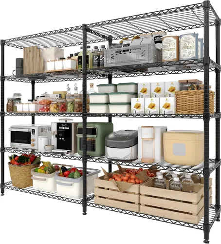 Miniatura 12 de GarveeLife 4 Tier Storage Shelving Unit, 70.8" W Metal Shelves, 59" H L-Shaped Wire Shelving, Heavy Duty Pantry Shelves for Home, Kitchen, Garage