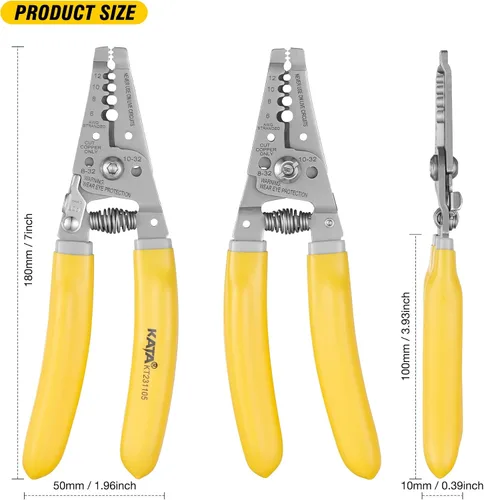 Miniatura 2 de KATA Pelacables de 7 pulgadas, cortador de alambre, herramienta de pelado/corte para alambre trenzado de 6-12 AWG y corte de 8-32 tornillos