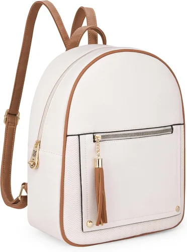 Montana West Mochila mediana para mujer, mochila antirrobo con cremallera segura y borla, Mochila Beige y Marrón, Mochilas de viaje