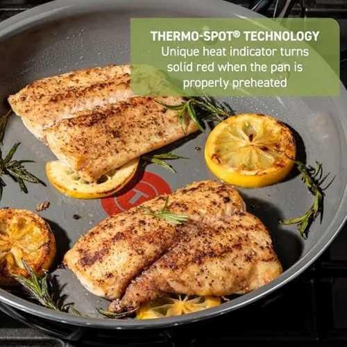 Miniatura 5 de T-Fal Preserve - Juego de 2 sartenes antiadherentes de cerámica, 8.5" y 11", apto para horno y parrilla hasta 350°F, tecnología InoCeram Glide, Negro