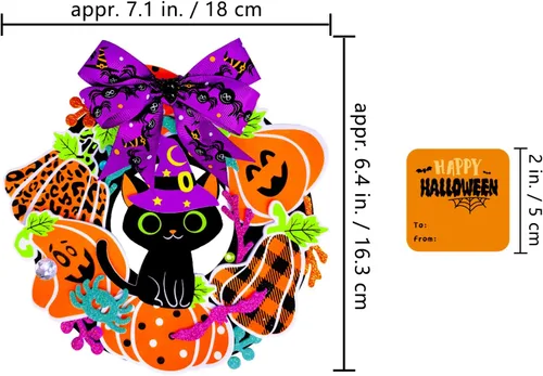 Miniatura 8 de Winlyn 12 juegos de manualidades de Halloween, decoraciones de corona de otoño con calabaza, monstruo, maíz caramelo, araña, murciélago, calcomanías