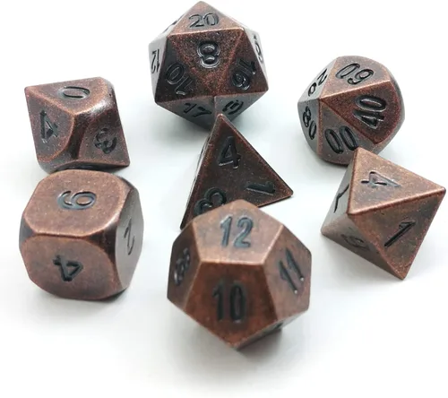 Miniatura 7 de Bescon Antiguo Latón Sólido Metal Poliédrico D&D dados Set de 7 cobre antiguo Metal RPG Juego de rol Juego de dados 7pcs Set
