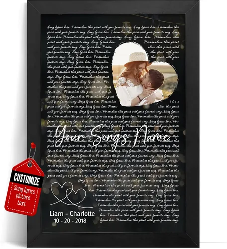 Miniatura 26 de VICILO Póster personalizado con letras de canciones, lienzo para decoración de pared, acordes de canción perfecta, regalo de aniversario de un año