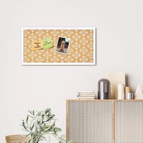 Miniatura 3 de Tablero Decorativo de Corcho para Paredes, Tablero de Anuncios con Estampado Floral Blanco, Tablero de Alfileres y Visión con Marco Blanco