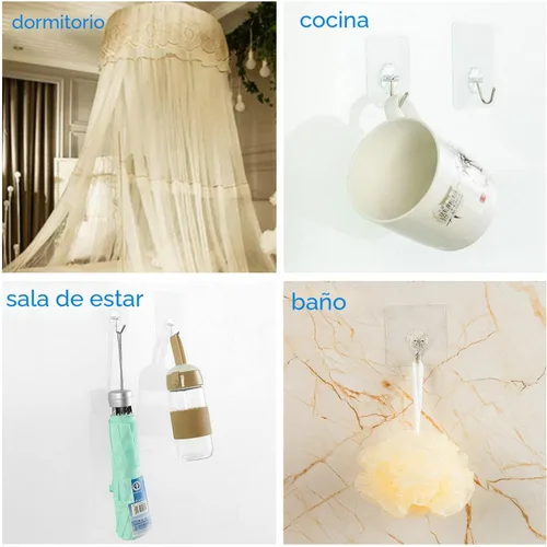 Miniatura 6 de Jwxstore Paquete de 12 ganchos autoadhesivos resistentes, 33 libras máximo, transparentes, impermeables, ganchos de pared adhesivos para llaves