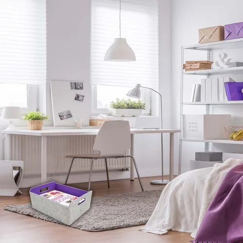 Miniatura 5 de Welaxy Cestas de almacenamiento plegables de fieltro, cubos de almacenamiento para estantes, caja de fieltro para niños, juguetes, revistas, libros