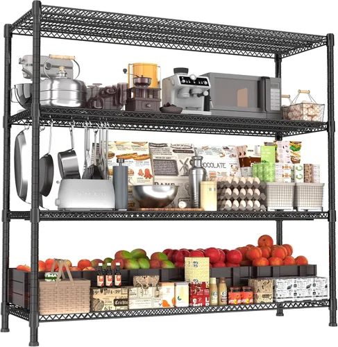 Miniatura 16 de GIOTORENT Estantería Metálica de Pie de 5 Niveles, Unidades de Estante de Alambre de Altura Ajustable, Rack de Exhibición para Lavandería Baño Gris
