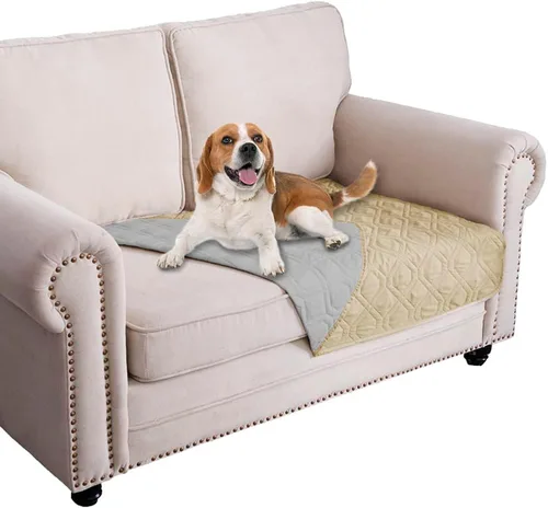 Miniatura 17 de Ameritex Funda Impermeable para Cama de Perro Manta para Mascotas para Muebles Cama Sillón Sofá Reversible Azul marino+azul piedra