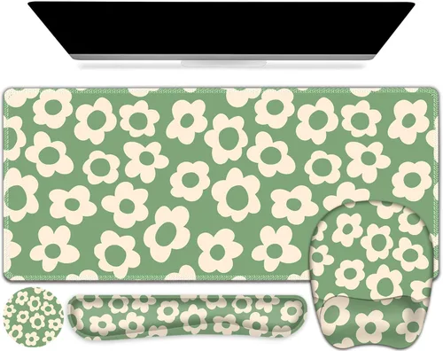 Miniatura 30 de Alfombrilla de ratón grande 4 en 1, juego de reposamuñecas para teclado, alfombrilla de ratón ergonómica con soporte para la muñeca, alfombrilla