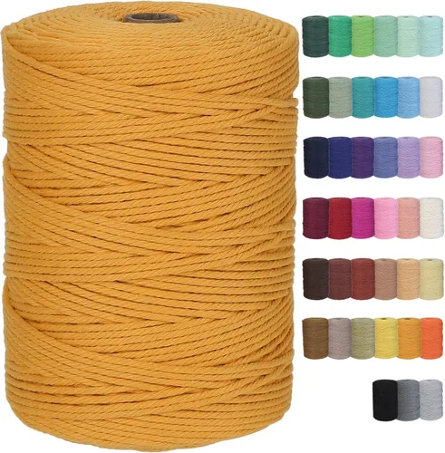 Miniatura 15 de Cuerda de macramé de algodón de 3 mm x 109 yardas, suministros de macramé de color natural, cuerda de algodón suave para colgar plantas, colgante