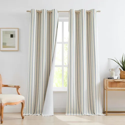 Miniatura 12 de Cortinas cortas de lino texturizado con diseño de búfalo blanco y negro a cuadros, 100% opacas con forro, paneles de estilo granja