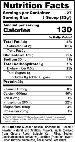 Miniatura 5 de ALLMAX Proteína Casein-FX, vainilla, 2 libras, 0.88 oz de proteína de liberación lenta por cucharada, baja en carbohidratos y cero azúcar añadida