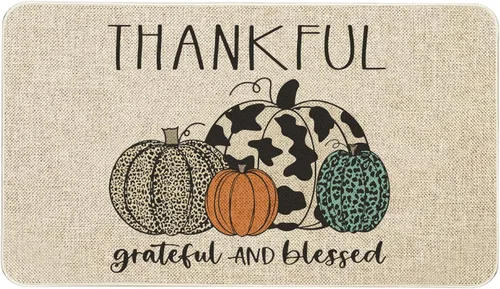 Miniatura 18 de Mloabuc Felpudo decorativo de otoño naranja con texto divertido de calabaza de bienvenida, tapete para interiores, decoración creativa de temporada