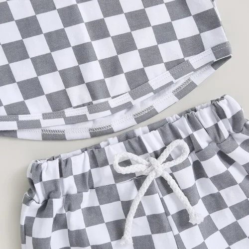 Miniatura 5 de Conjunto de ropa de verano para bebé, sin mangas, con capucha y pantalones cortos casuales