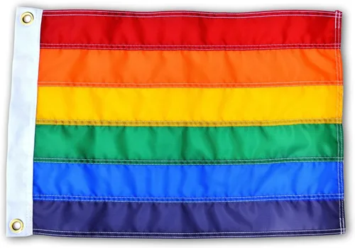 US Flag Factory - Bandera arcoíris de 12 x 18 pulgadas (rayas cosidas individualmente) para exteriores SolarMax Nylon - Calidad premium - Fabricado