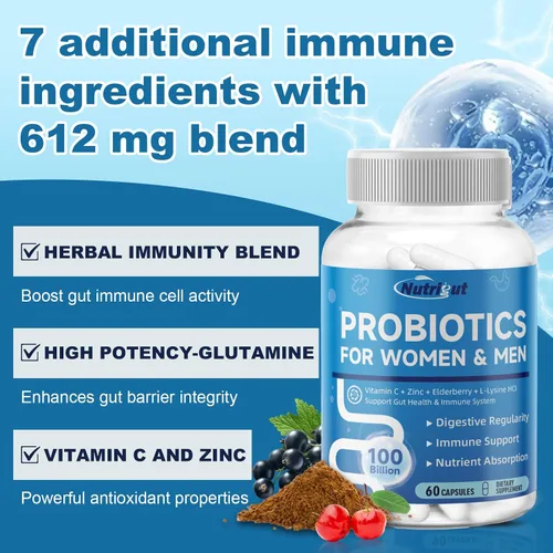 Miniatura 2 de Probióticos para mujeres y hombres para la salud digestiva con 100 mil millones de UFC, probióticos para mujeres y hombres para la salud intestinal