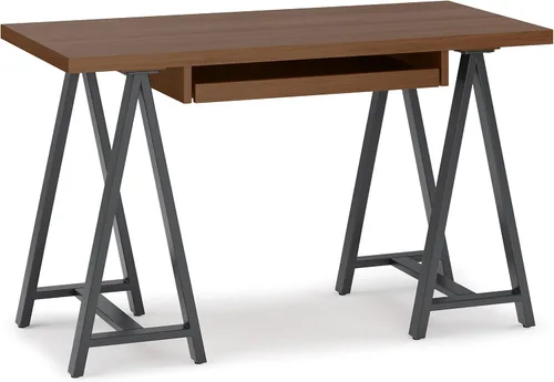 Miniatura 31 de Simpli Home - Sawhorse - Mesa de centro, color castaño oscuro., Pino, Distressed Grey