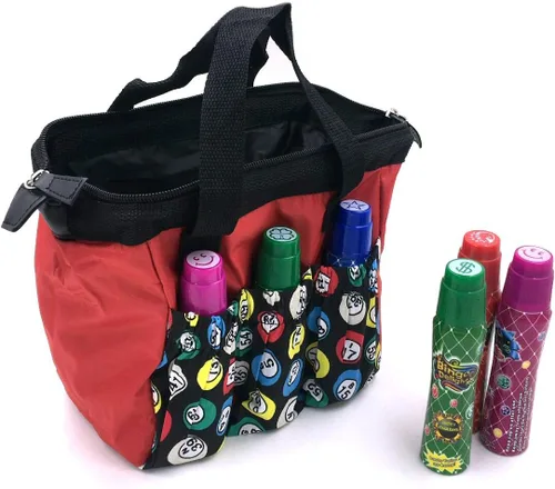 Miniatura 3 de Tapp Collections Bolso tote Bingo Dauber con 6 bolsillos Bingo Ball Design / Negro