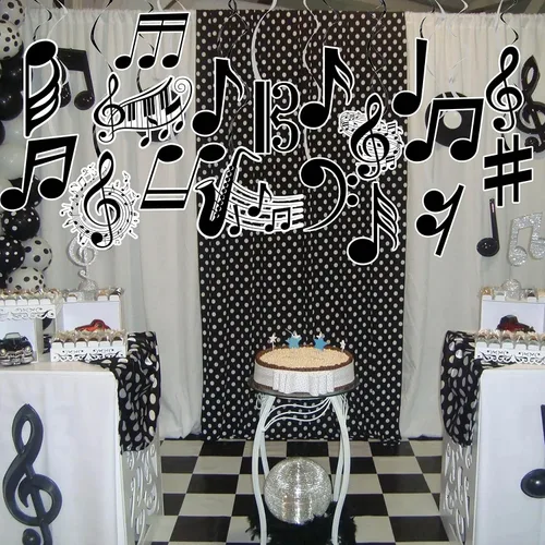 Miniatura 8 de Notas musicales colgantes espirales musicales para fiesta de cumpleaños, decoración de notas musicales, piano, música, fiesta, espiral, recortado