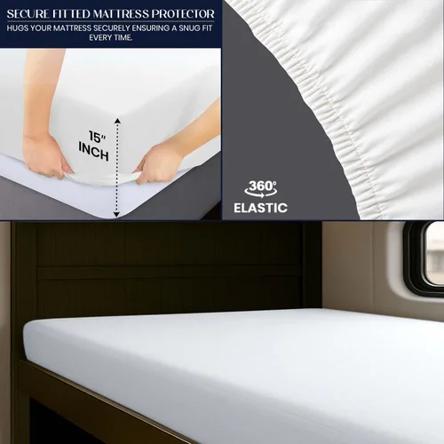 Miniatura 4 de SGI bedding Protector de colchón para literas de autocaravana de 24 x 72 pulgadas, súper suave, impermeable y transpirable, protector de colchón