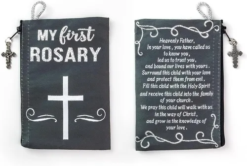 Miniatura 34 de Bolsa de rosario católico, estuche de rosario de bautismo para niños con números 6:24-26, versículo de la Biblia, 4 x 6 pulgadas, joyería y monedero