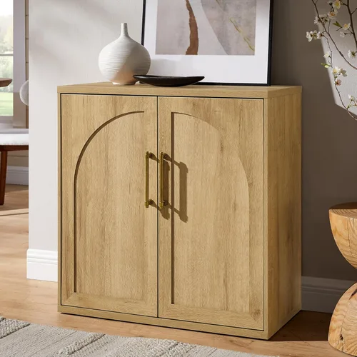 Miniatura 9 de ACCOHOHO Aparador de puerta arqueada, gabinete de buffet, gabinete de acento con estante ajustable, gabinete modular de madera para comedor, sala