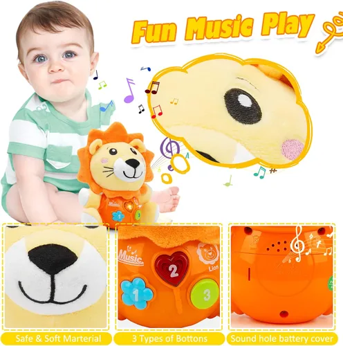 Miniatura 5 de Juguetes para bebés de 6 a 12 meses - Juguete de peluche musical de león para bebés de recién nacidos a 1 año para niños y niñas