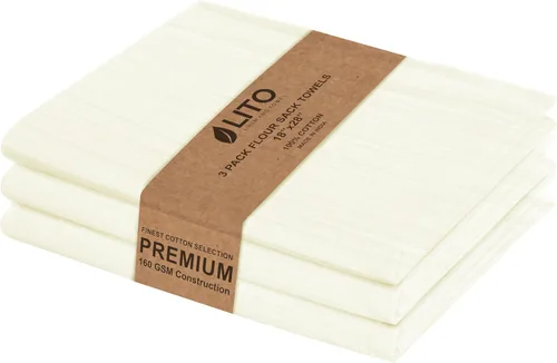 Miniatura 25 de Toallas de saco de harina Toalla de té para manualidades, plato de cocina, toalla de algodón en blanco para bordado, funda de lino para hornear