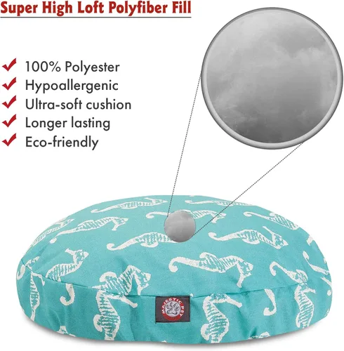 Miniatura 2 de Majestic Pet Products - Cama redonda mediana para perros con funda extraíble y lavable para interiores y exteriores, color verde azulado