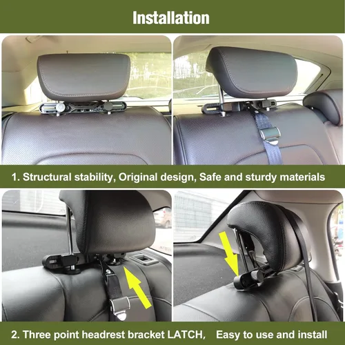 Miniatura 4 de Soporte Universal para Reposacabezas de Coche, Montaje ISOFIX, Pestillo, Kit de Anclaje para Asiento Infantil, Soporte para Reposacabezas