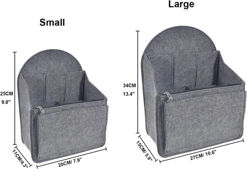 Miniatura 4 de Organizador de mochila de fieltro, organizador de bolso para hombres y mujeres, mochila de mano (gris, grande)